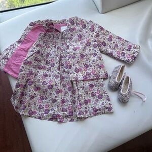 kid set Dress + vest jacket + shoes 12/18 months Jacadi strapless pink white